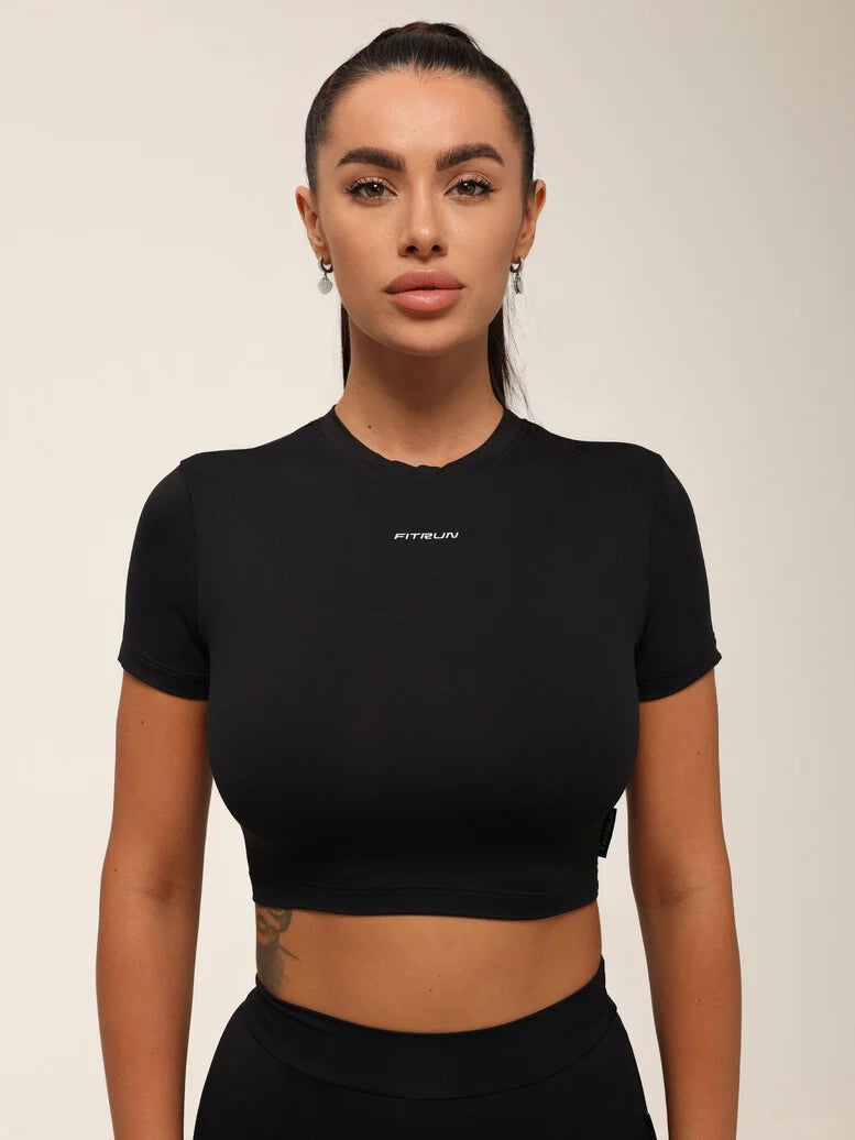 Sportinis crop topas „Black VE“