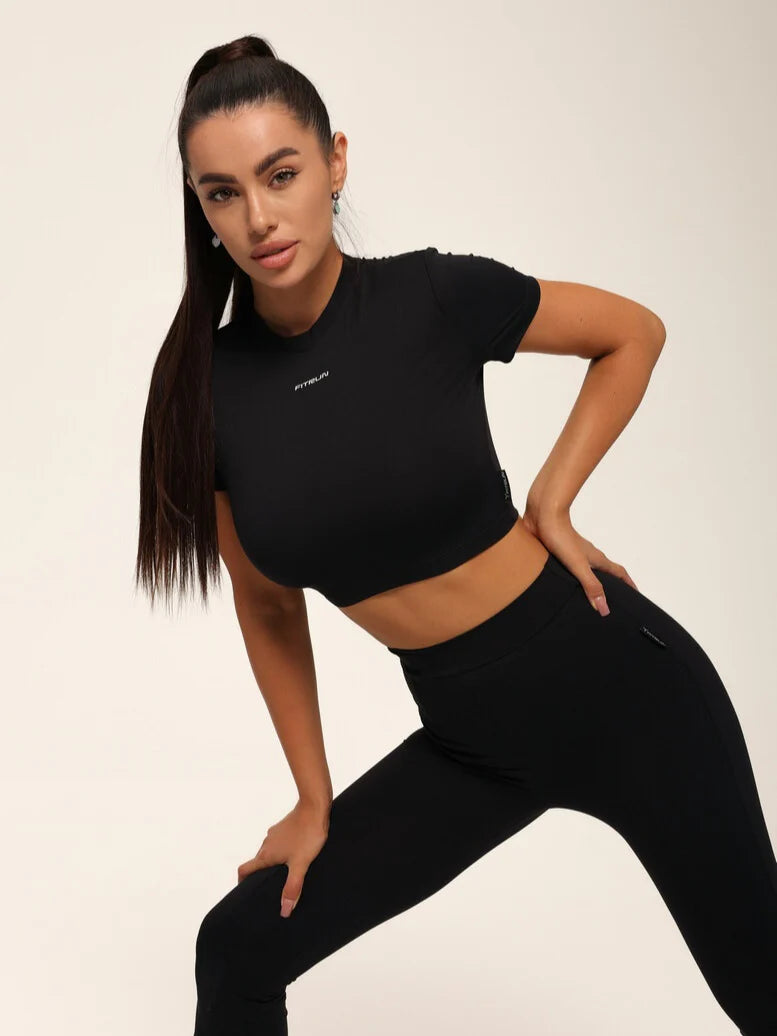 Sportinis crop topas „Black VE“